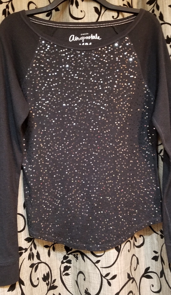 Black sequined embellished shirt